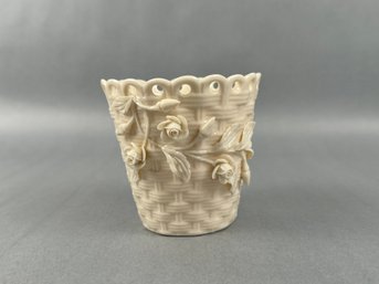 Belleek Small Woven Basket Vase