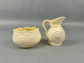 Belleek Shell Cream And Sugar