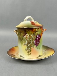 J And C Louise Bavaria Hand Painted Lidded Jar And Plate