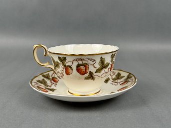 Crown Fine Bone China Strawberry Cup And Saucer