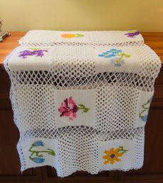 Crochet Afghan Throw Floral Design