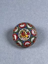 Antique Italian Made Micro Mosaic Pin