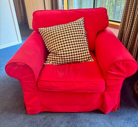 Red Twill Slipcovered Club Chair (#3)