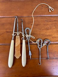 Mixed Lot Of 6 Vintage Button Hooks