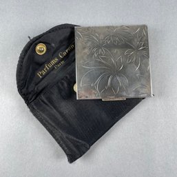 Elgin Sterling Silver Engraved Square Make Up Compact