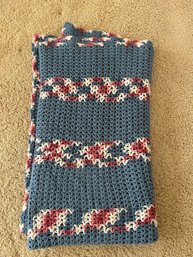 Crocheted Blues Pinks Whites Afghan