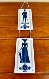 Royal Copenhagen Hanging Tiles Of Man And Women 9875D & 9875H