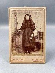Victorian Cabinet Card, Young Girl - Studio: The Harlem Photo Gallery