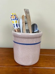 Crock With Utensils