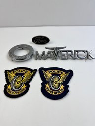 3 Ford Badges And 2 Police Patches.