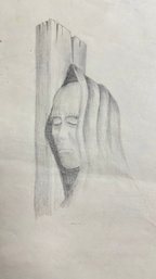 Artwork Is A Charcoal Sketch Depicting A Character Study Of A Woman With A Breton Background