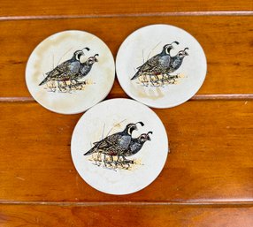 Quail Stone  Coaster Set Of 3 By Hindostone