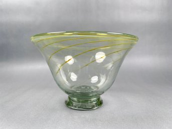 Blown Glass Yellow Swirl Bowl