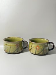 Vintage Pair 1970s Floral Mugs