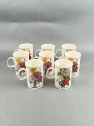 Dunoon Fine Bone China England Floral Coffee Mugs