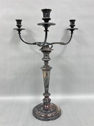 Large Silver Plate 3 Arm Candelabra - 25 Inches Tall