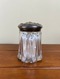 Art Nouvau Silver Plate Top Glass Vanity Jar