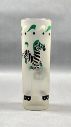 Vintage Libbey Carousel Animal Zebra Frosted Glass Tumbler