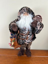 Holiday St. Nick With Bark Basket And Snow Shoes