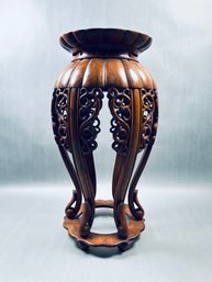 Vintage Chinese Carved Hardwood Jardinire/Plant Stand - 18.75 Inches
