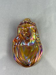 Marigold Carnival Glass Jesus Wall Hanging