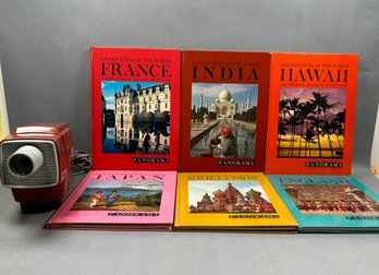 Panorama Color Slide Travel Program With Projector & 6 Books, 1960