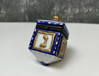 Vintage Small Dreidel Glass Trinket Box