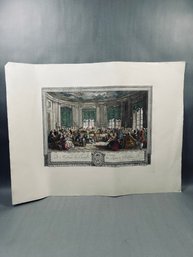 Hand-Colored French Engraving 'Le Concert' After Saint-Aubin