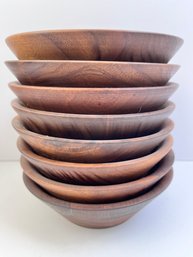 Set Of 8 Black Walnut Salad Bowls.