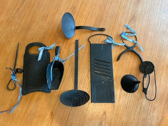 Lot Of Black Painted Metal Rustic Kitchen Utensils