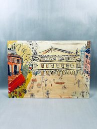 Selected Artwork Is A Mixed-media Or Watercolor Painting Depicting The Palais Garnier On Board