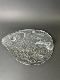 Blenko Textured Icicle Clear Art Glass Mouse Cheese Platter Charcuterie Board