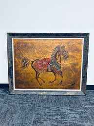 Vintage Horse Painting Unknown Artists Signed Lower Right Hand Side