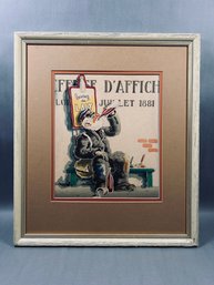 Vintage Satirical French Print  'Buvez Du Lait' Wine Parody