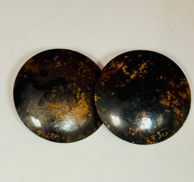 Brown Round Pierced Earrings