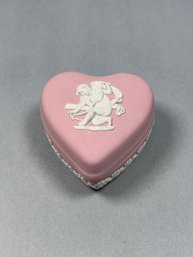 Vintage Wedgwood Pink Jasperware Heart Shaped Trinket Box
