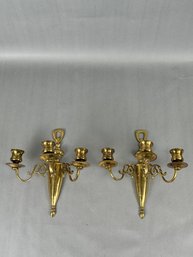 Pair Of Vintage Brass Wall Sconces