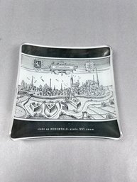 Decorative Reverse Print Glass Square Tray - City Scape Of Herentals, Belgium