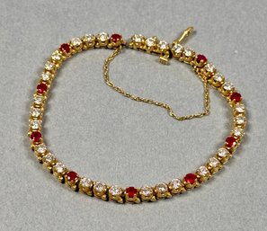 14k Diamond And Ruby Tennis Bracelet