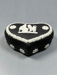Wedgwood Black Jasperware Heart Shaped Trinket Box
