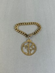 Vintage Goldtone Virgo Chunky Charm Bracelet