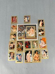 Lot Of Ajman Nude Women Painting Stamps