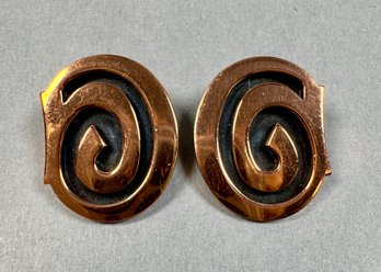 Renoir Copper Color Clip On Earrings