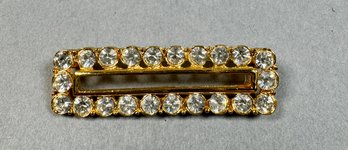 Rhinestone On Gold Tone Pin