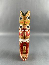 Northwest Native Wood Carved Totem - Unsigned
