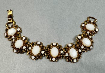 Gold Tone Bracelet With White Stones