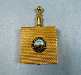 Gold Tone Portable Cigarette Ashtray With Empress Hotel Logo