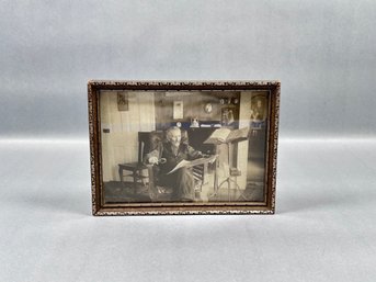 Antique Framed Photograph Of Gentleman In Parlor