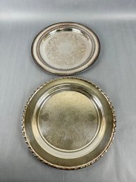 Pair Of Round Silverplate Trays