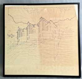 Vintage Framed Architectural Frame Blue Print